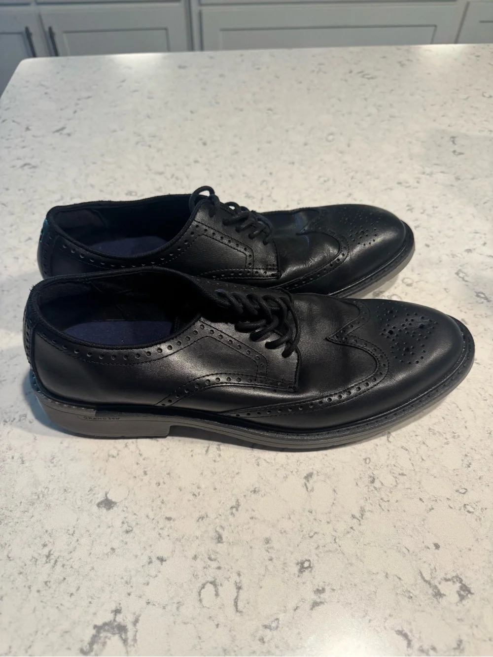 Cole Haan Black Leather Wingtip Derby Shoes